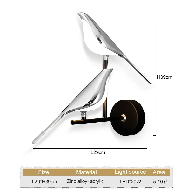 Wingspan - vogel wandlamp 360° draaibaar