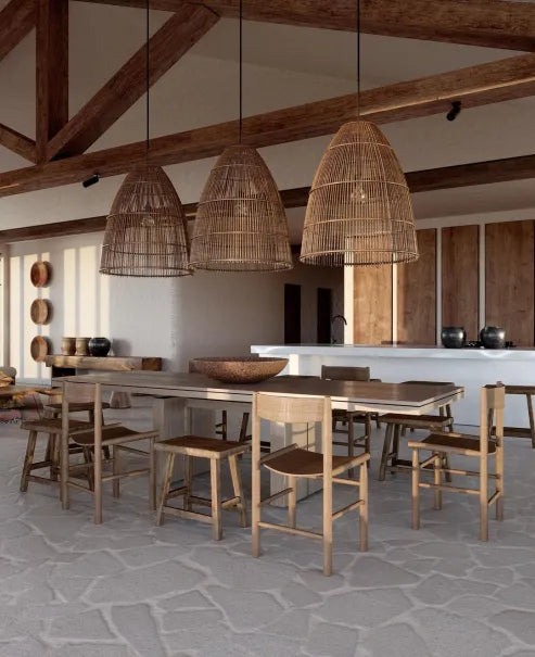 Wabi-sabi-stijl creatieve houten rotan hanglamp voor de keuken