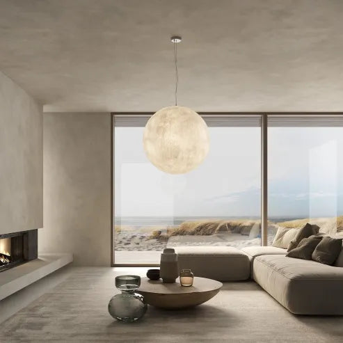 Eenvoudige maanhanglampen in scandinavische stijl
