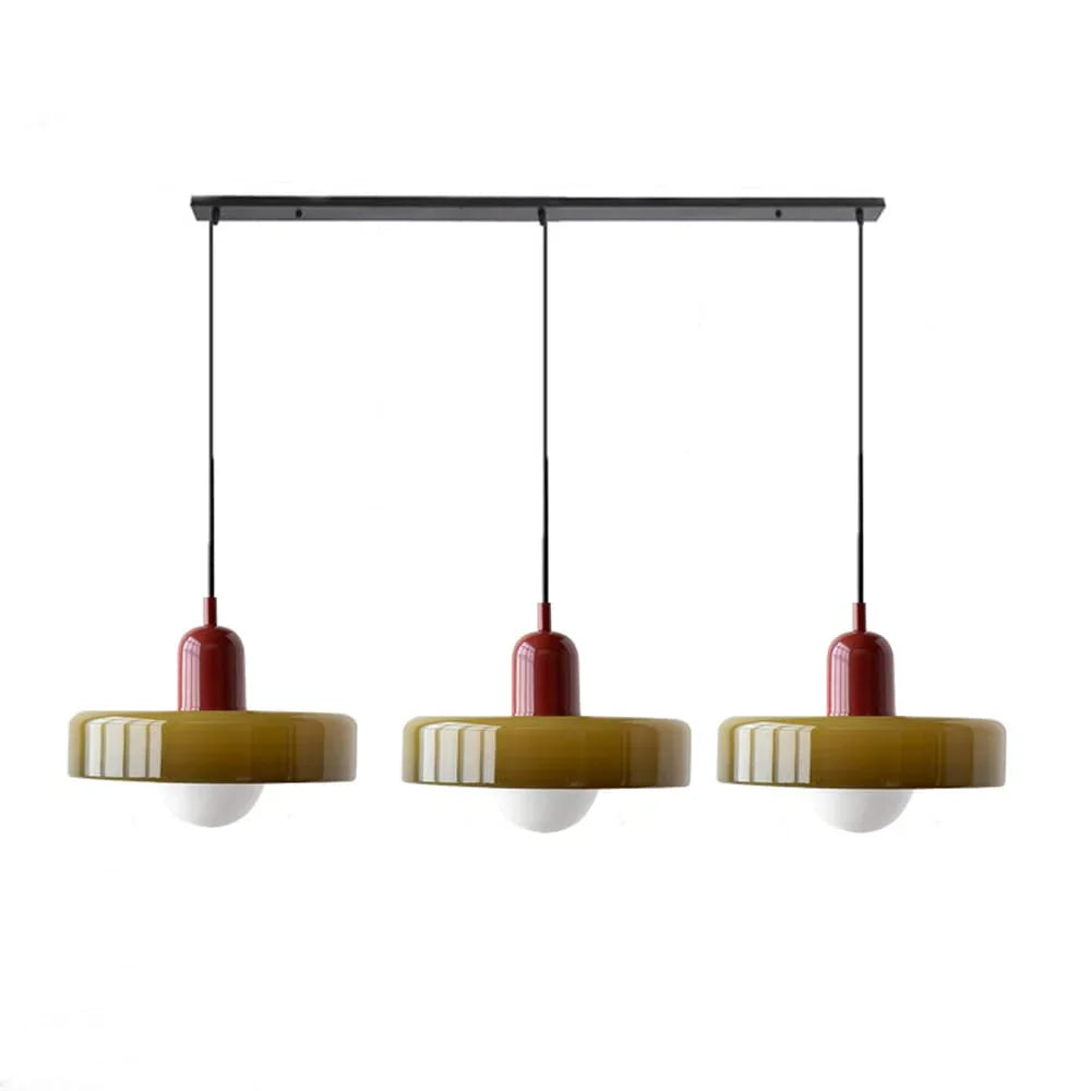 Sonna - 3-kops bauhaus hanglamp van gekleurd glas