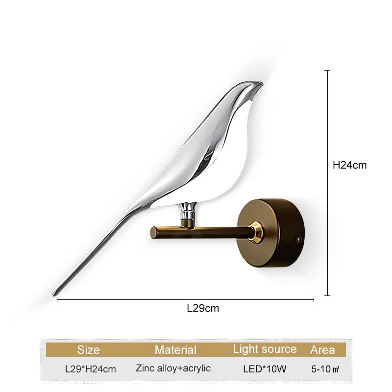 Wingspan - vogel wandlamp 360° draaibaar