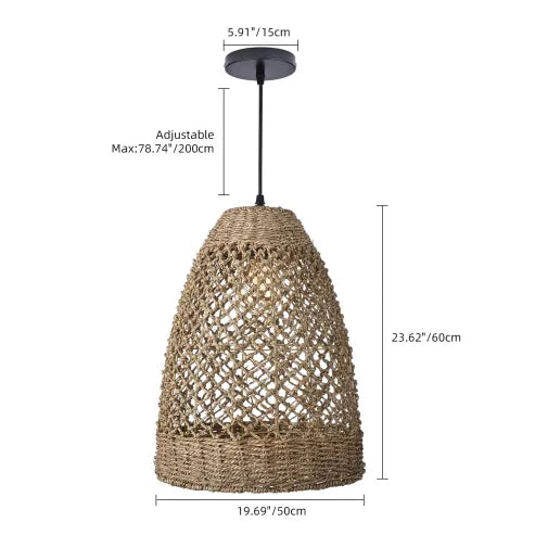 Boerderij kust boho hanglamp met handgeweven rotan geweven hanglamp