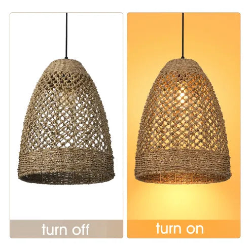 Boerderij kust boho hanglamp met handgeweven rotan geweven hanglamp