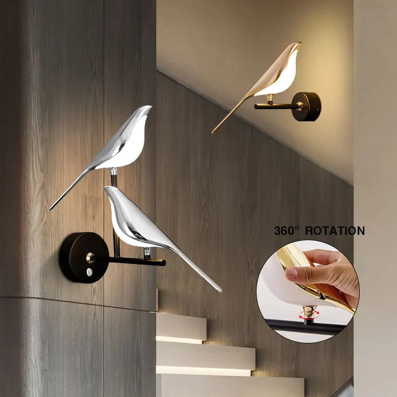 Wingspan - vogel wandlamp 360° draaibaar