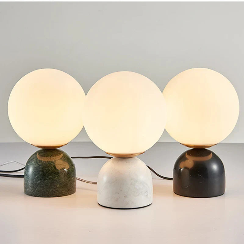 MarmerGlans | ronde glazen lamp van marmer