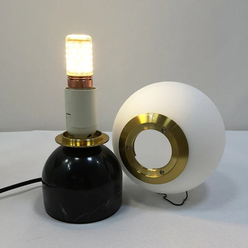 MarmerGlans | ronde glazen lamp van marmer