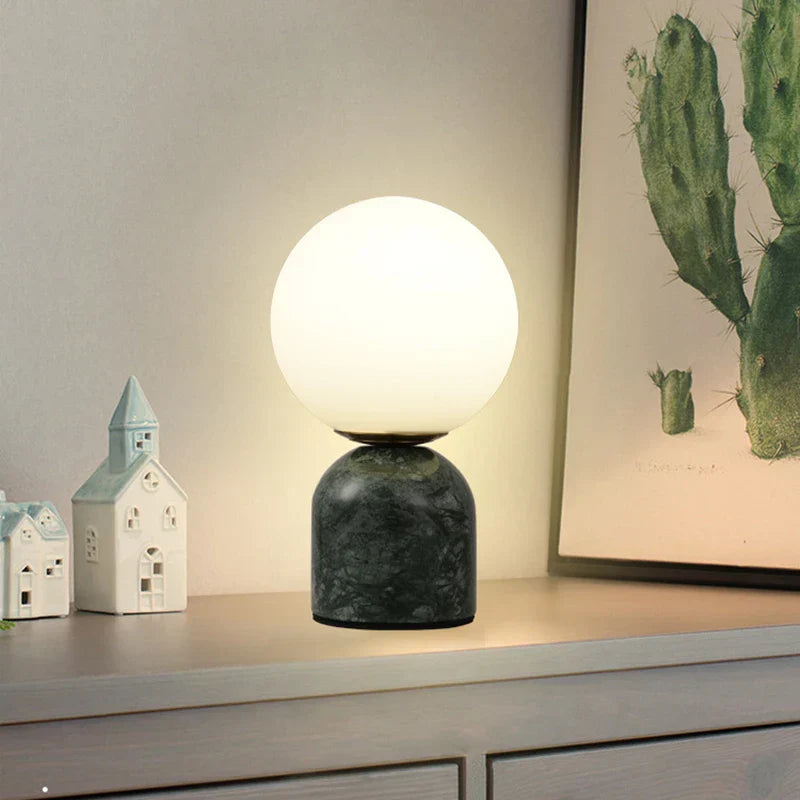 MarmerGlans | ronde glazen lamp van marmer