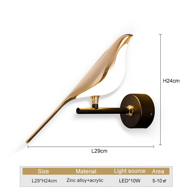 Wingspan - vogel wandlamp 360° draaibaar