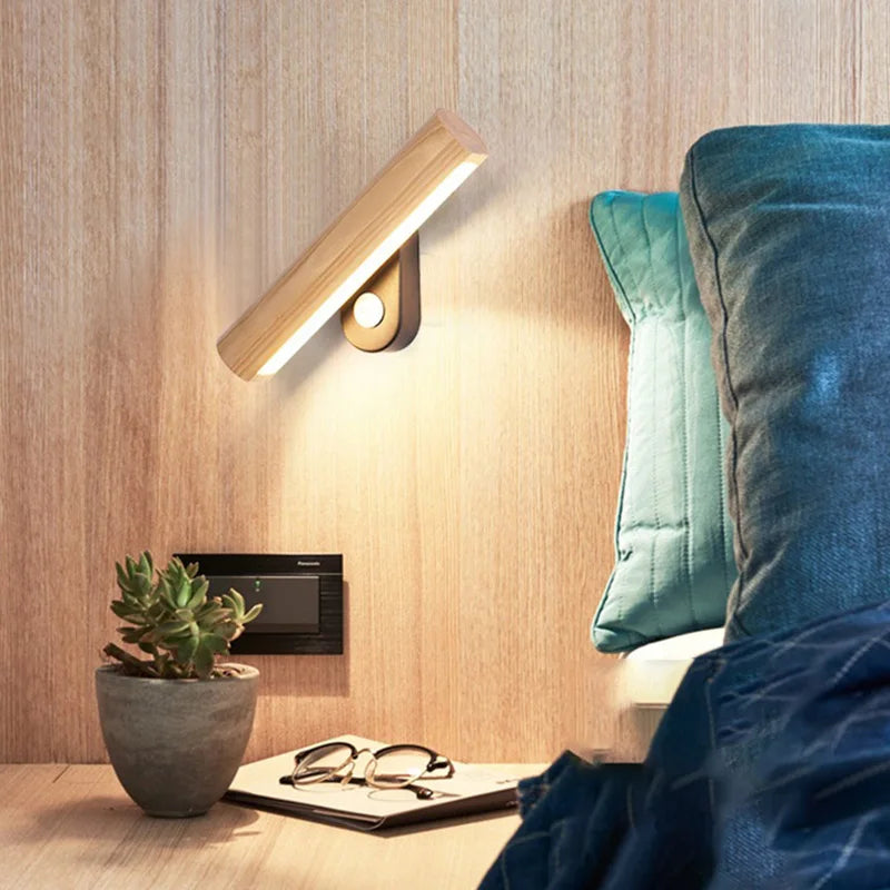 Woodglow - led slaapkamerwandlamp gemaakt van hout