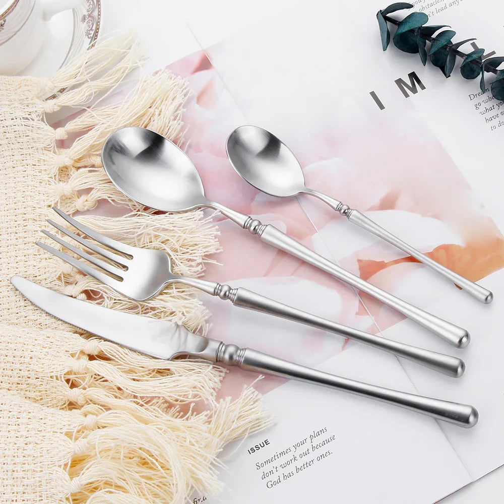 Plankmat | Luxe gouden matte bestekset