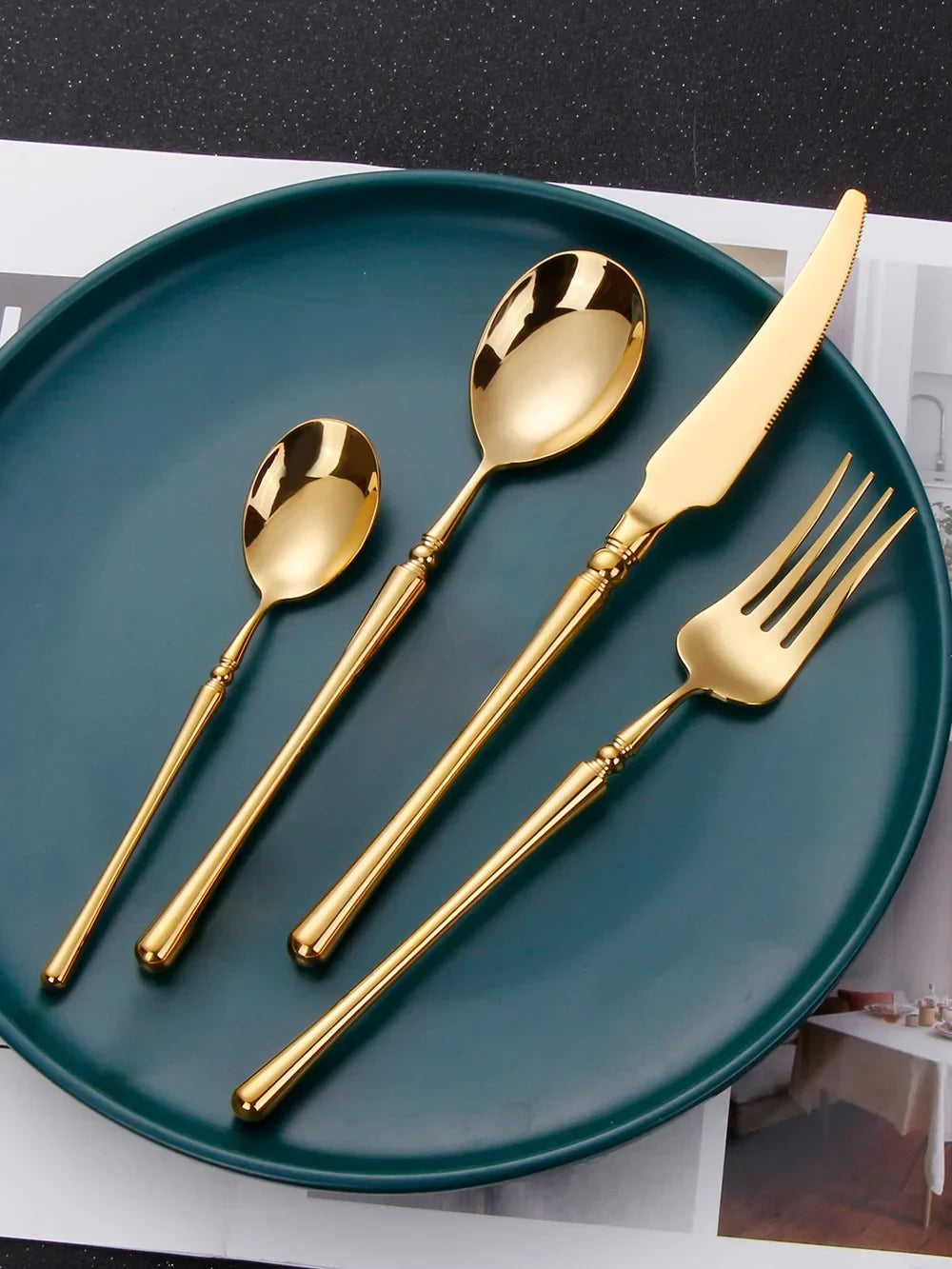 Plankmat | Luxe gouden matte bestekset