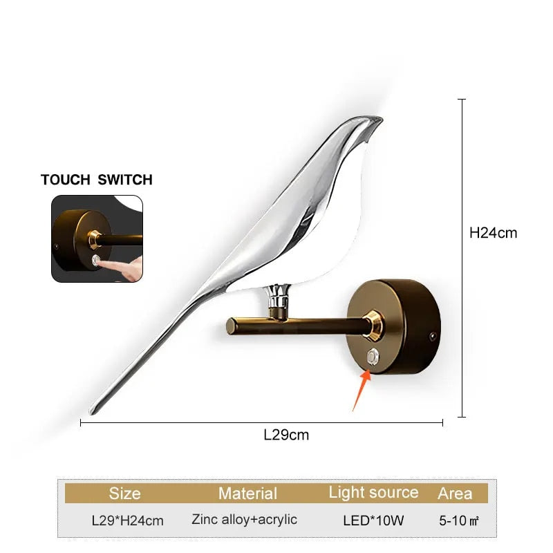 Wingspan - vogel wandlamp 360° draaibaar