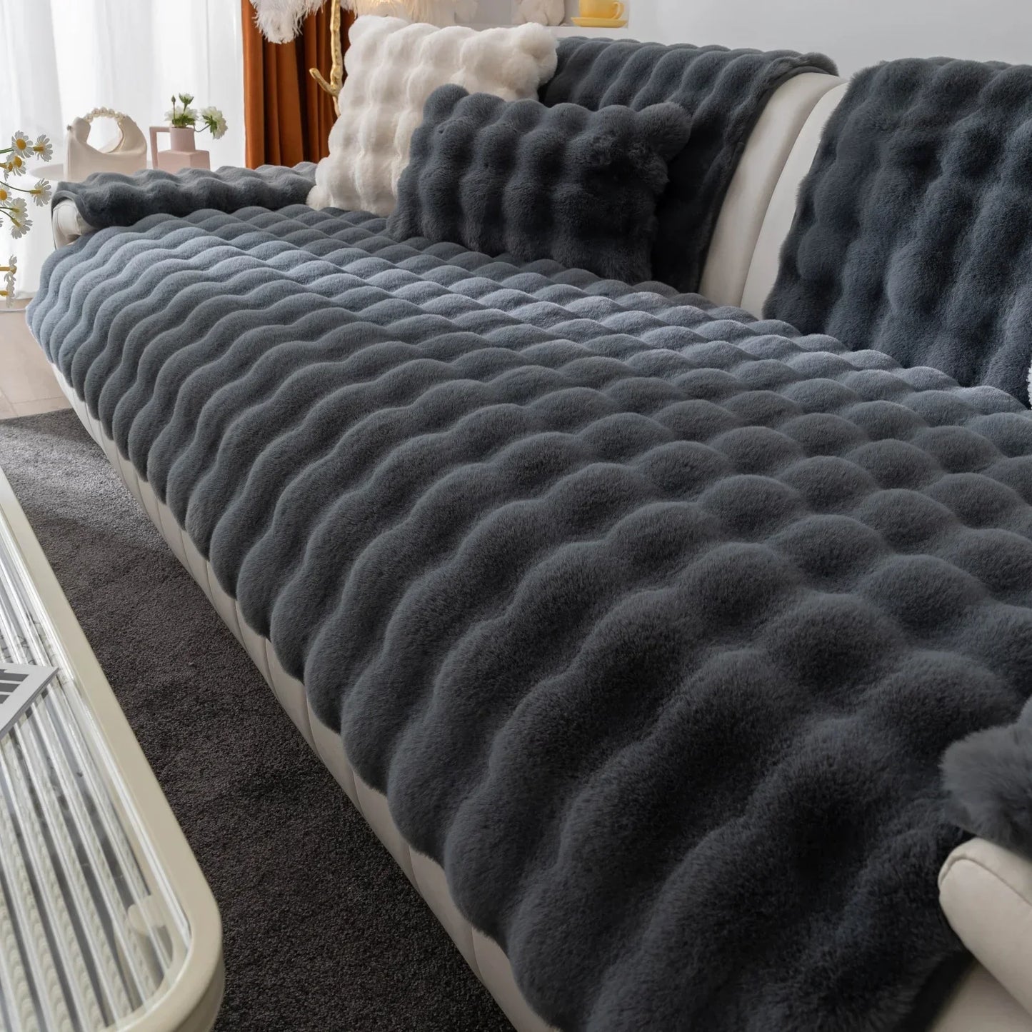 WarmEmbrace | sofahoes van pluche konijnenbont