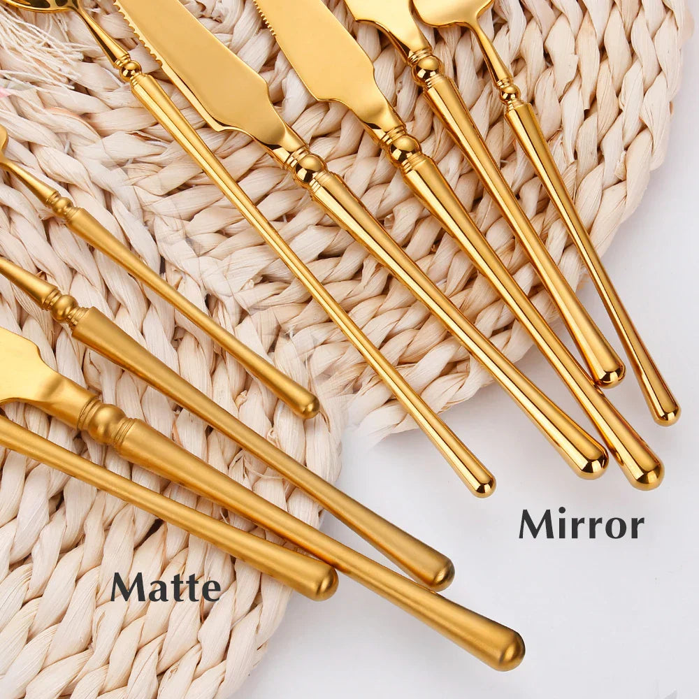 Plankmat | Luxe gouden matte bestekset