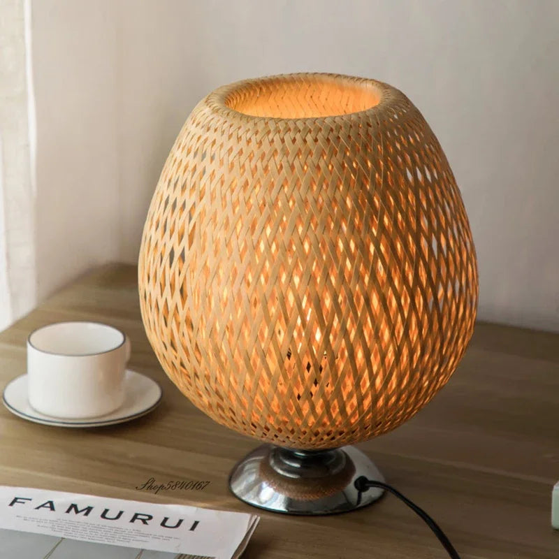 AntiqueBamboo - vintage bamboe tafellamp