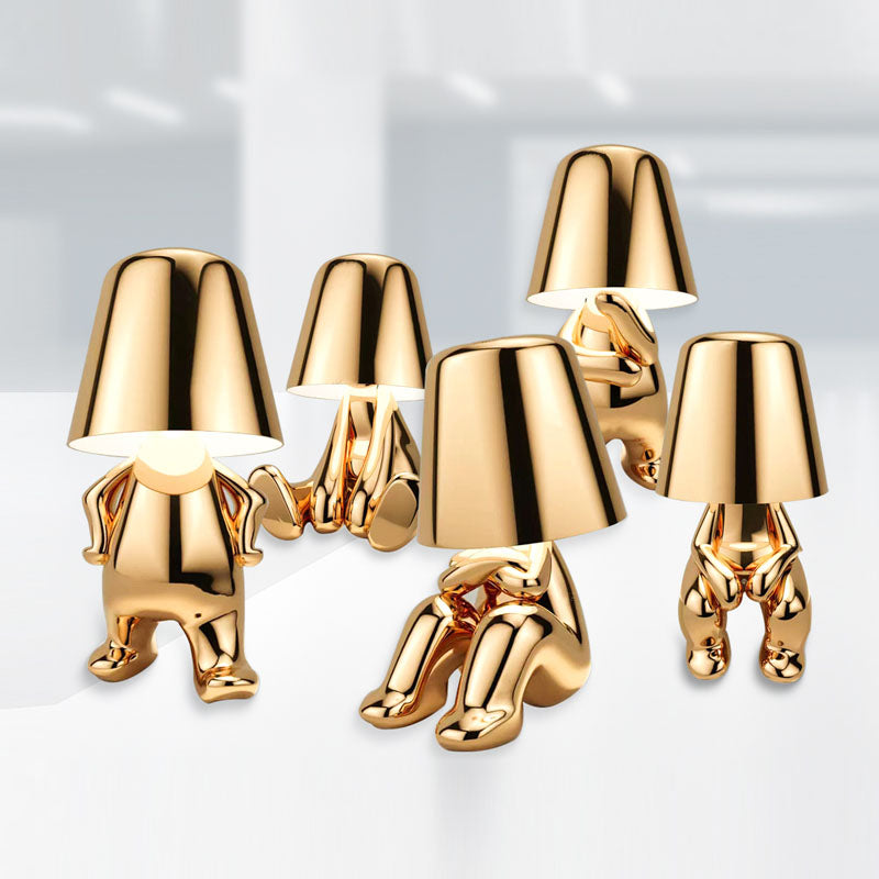 Plankglow | gouden man tafellamp