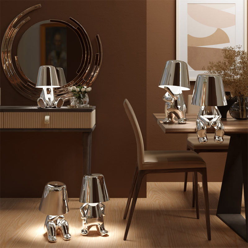 Plankglow | gouden man tafellamp