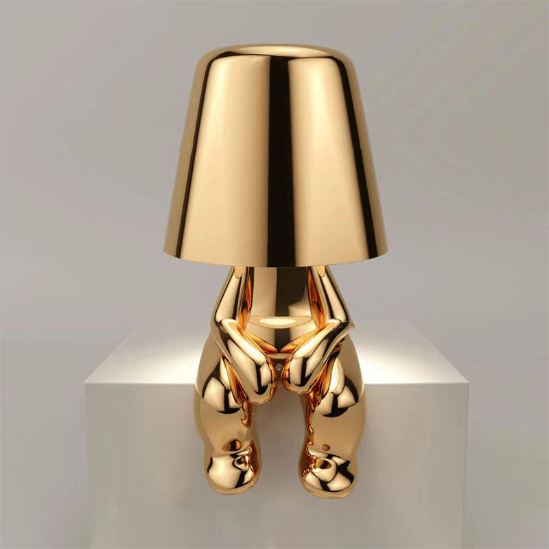 Plankglow | gouden man tafellamp