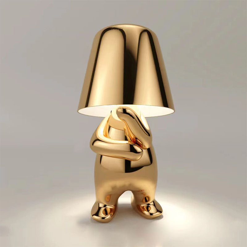 Plankglow | gouden man tafellamp