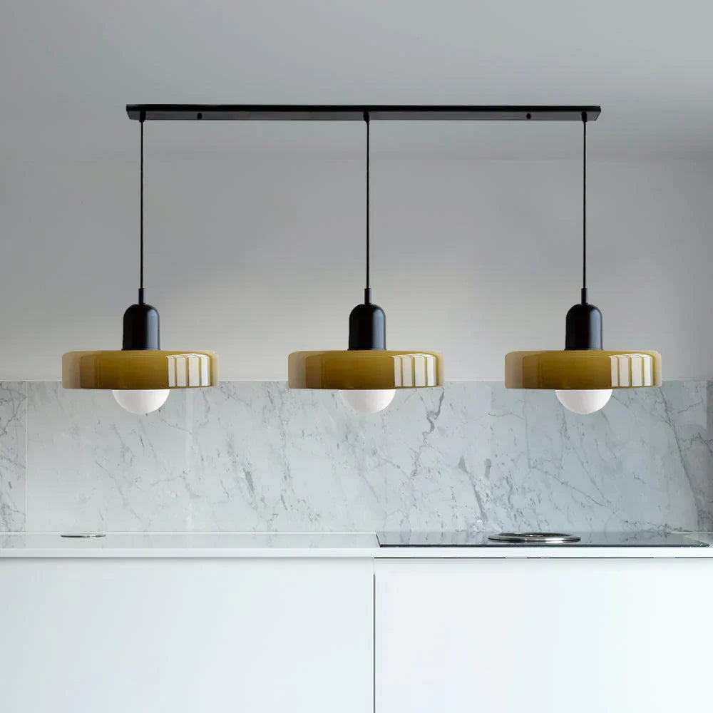 Sonna - 3-kops bauhaus hanglamp van gekleurd glas