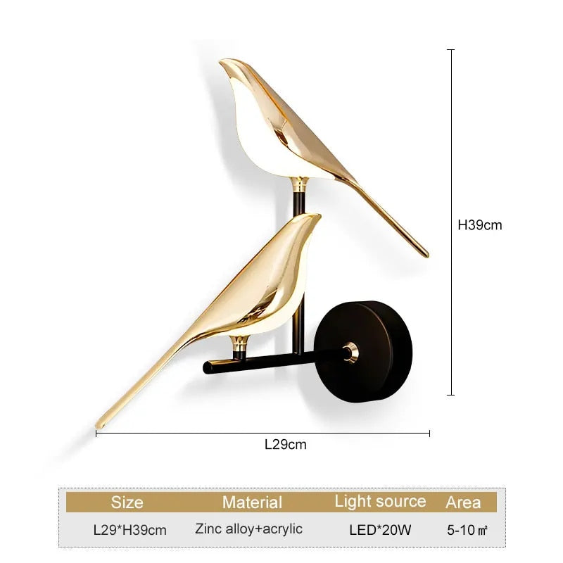 Wingspan - vogel wandlamp 360° draaibaar