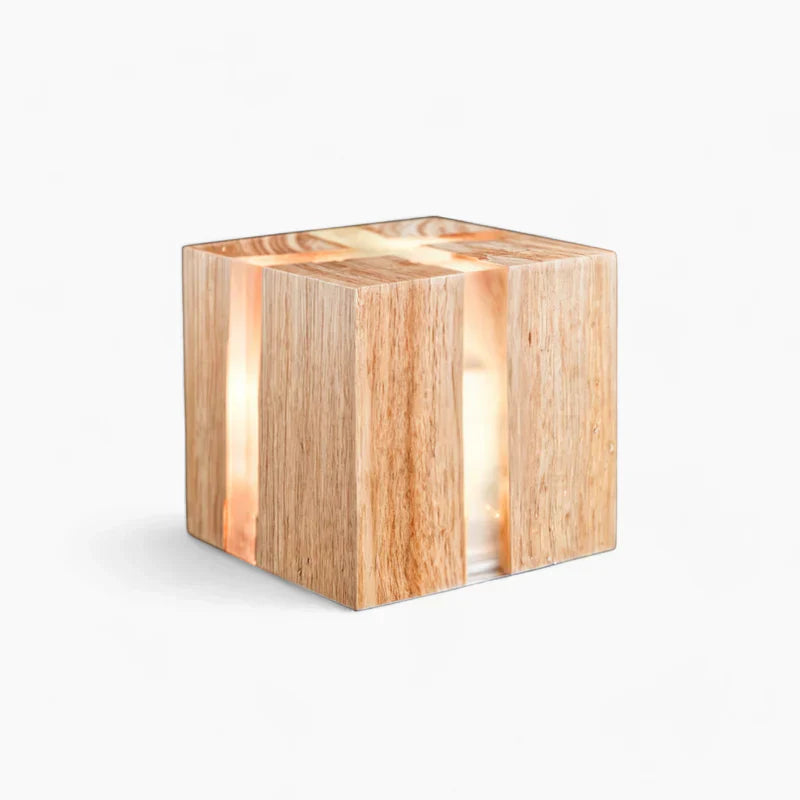 Moderne crackling houten tafellamp
