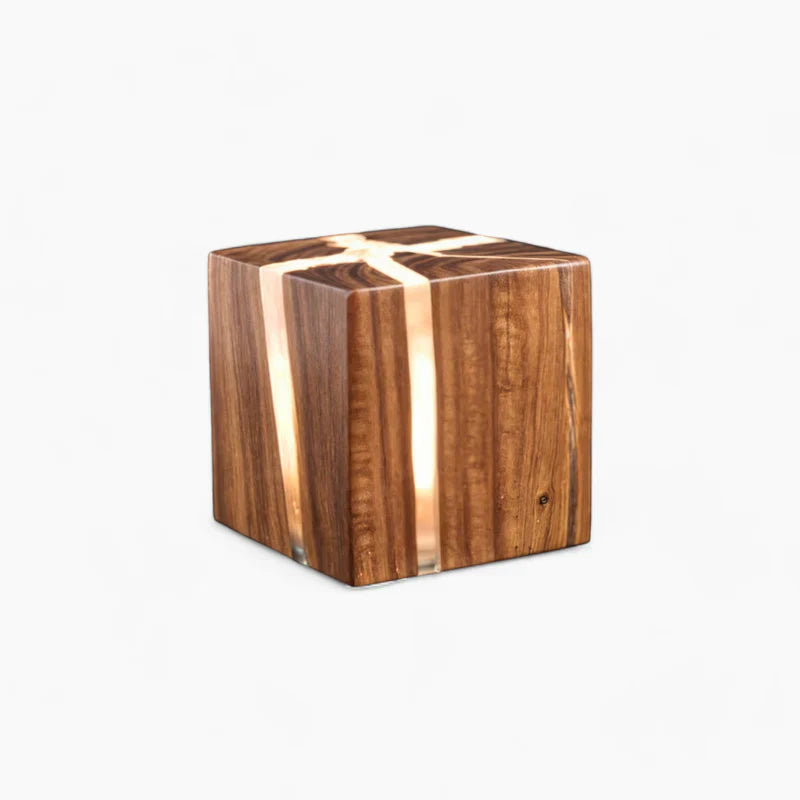 Moderne crackling houten tafellamp