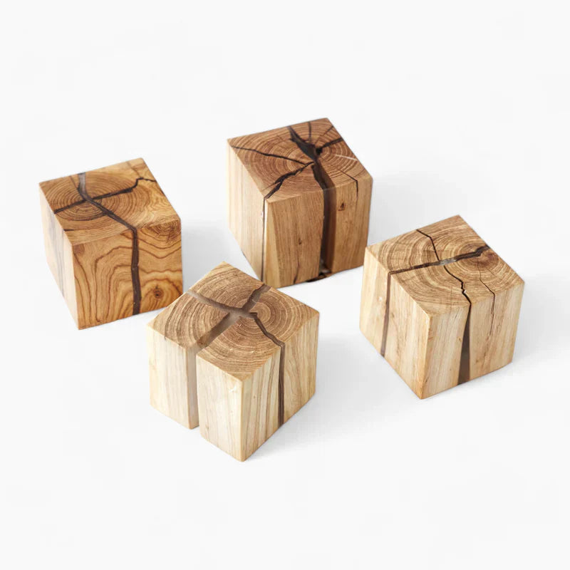 Moderne crackling houten tafellamp