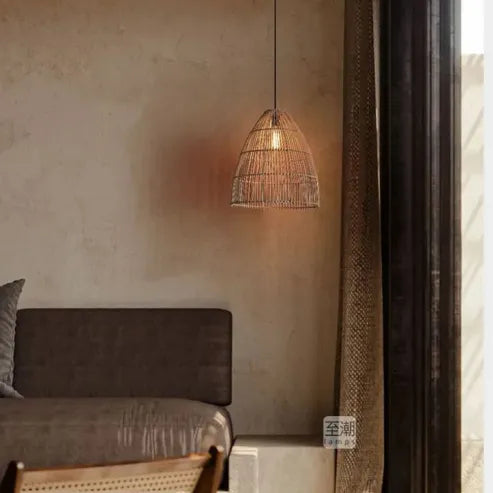 Wabi-sabi-stijl creatieve houten rotan hanglamp voor de keuken