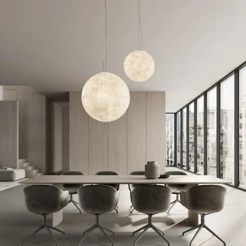 Eenvoudige maanhanglampen in scandinavische stijl