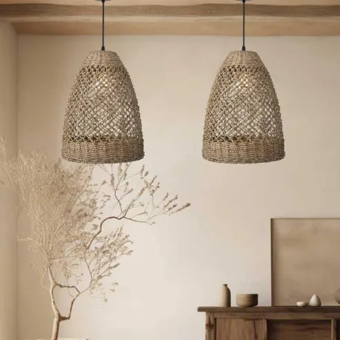 Boerderij kust boho hanglamp met handgeweven rotan geweven hanglamp