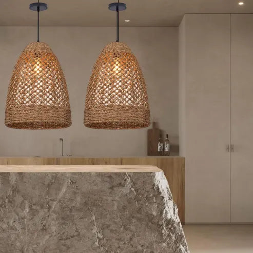 Boerderij kust boho hanglamp met handgeweven rotan geweven hanglamp