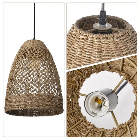 Boerderij kust boho hanglamp met handgeweven rotan geweven hanglamp