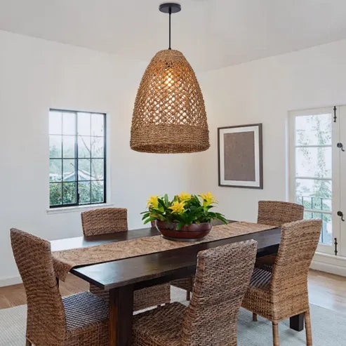 Boerderij kust boho hanglamp met handgeweven rotan geweven hanglamp