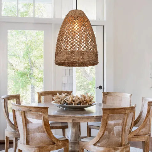 Boerderij kust boho hanglamp met handgeweven rotan geweven hanglamp
