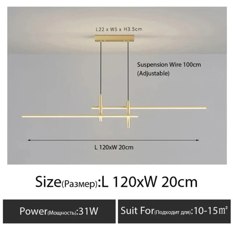 Linearglow - moderne minimalistische kroonluchter voor de eetkamer