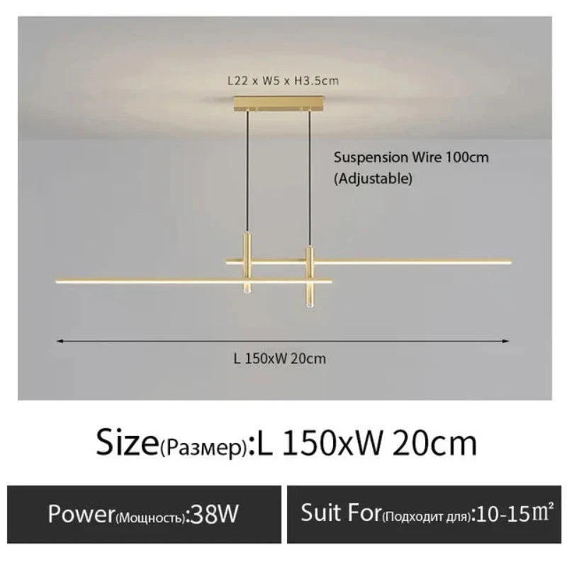 Linearglow - moderne minimalistische kroonluchter voor de eetkamer