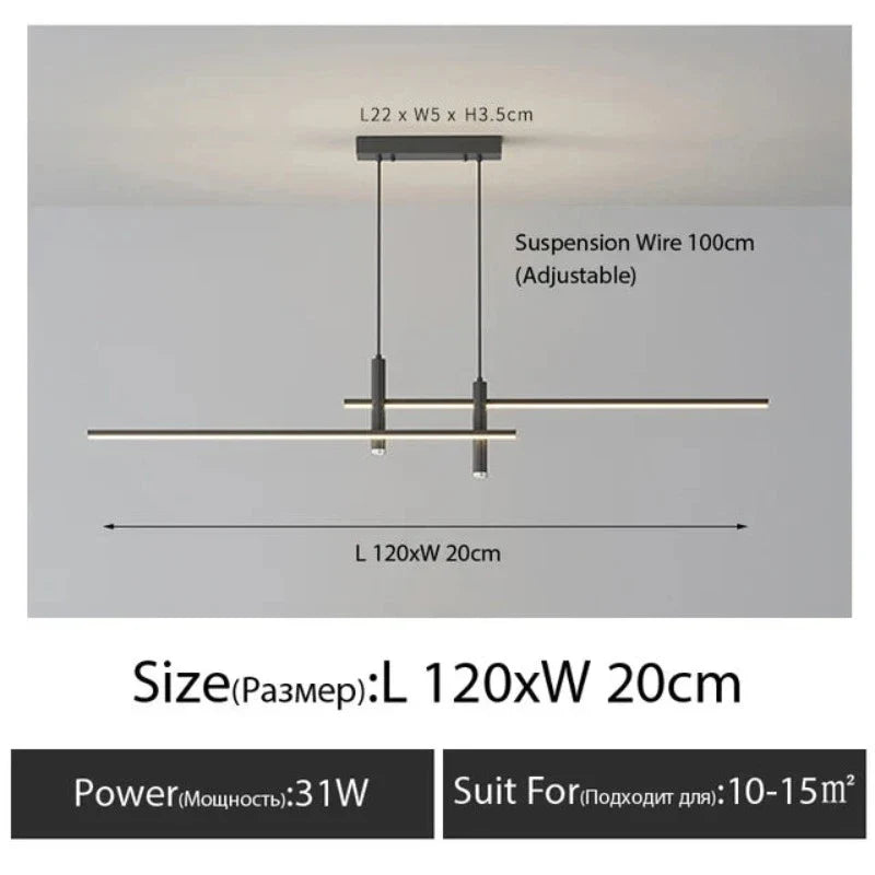 Linearglow - moderne minimalistische kroonluchter voor de eetkamer