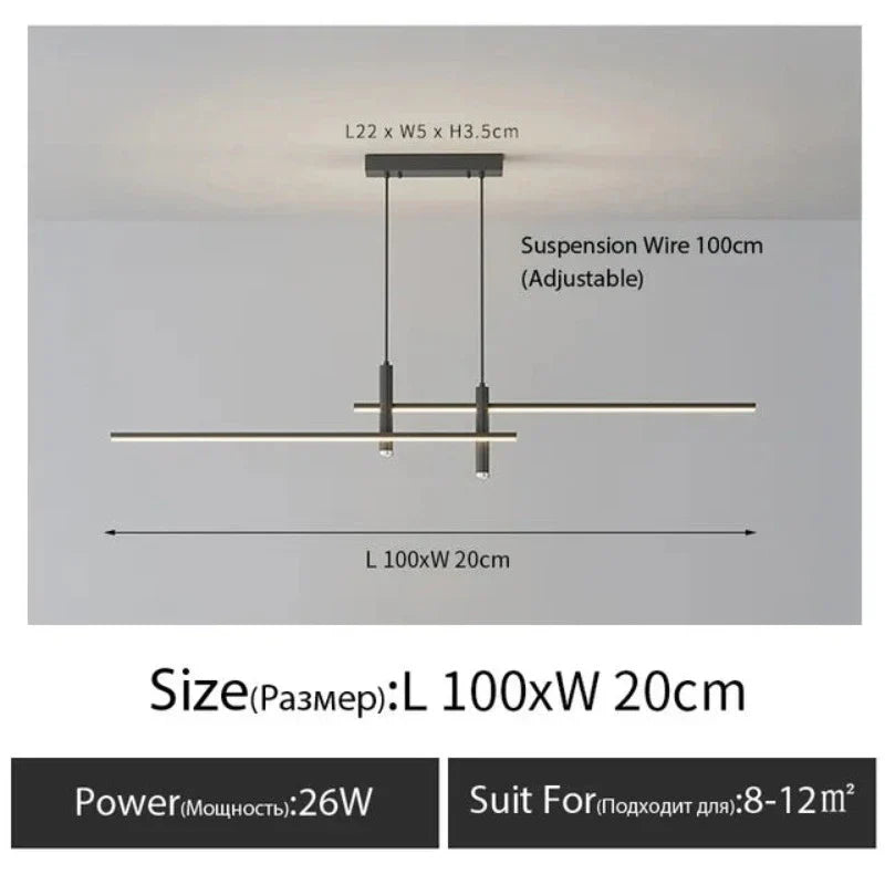 Linearglow - moderne minimalistische kroonluchter voor de eetkamer