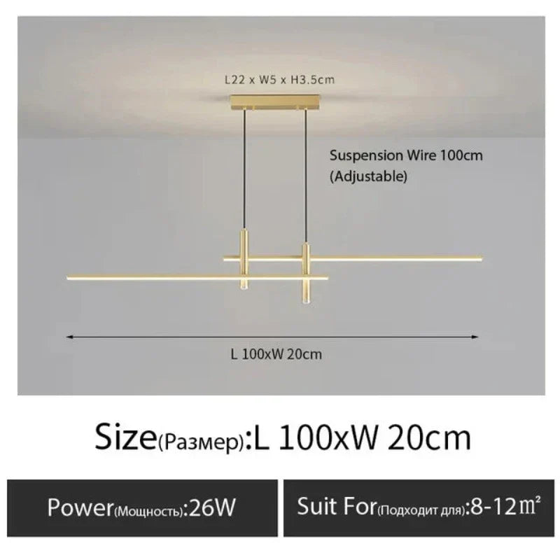 Linearglow - moderne minimalistische kroonluchter voor de eetkamer