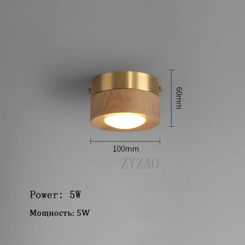 WoodenGlow - walnoot plafondlamp met LED schijnwerper