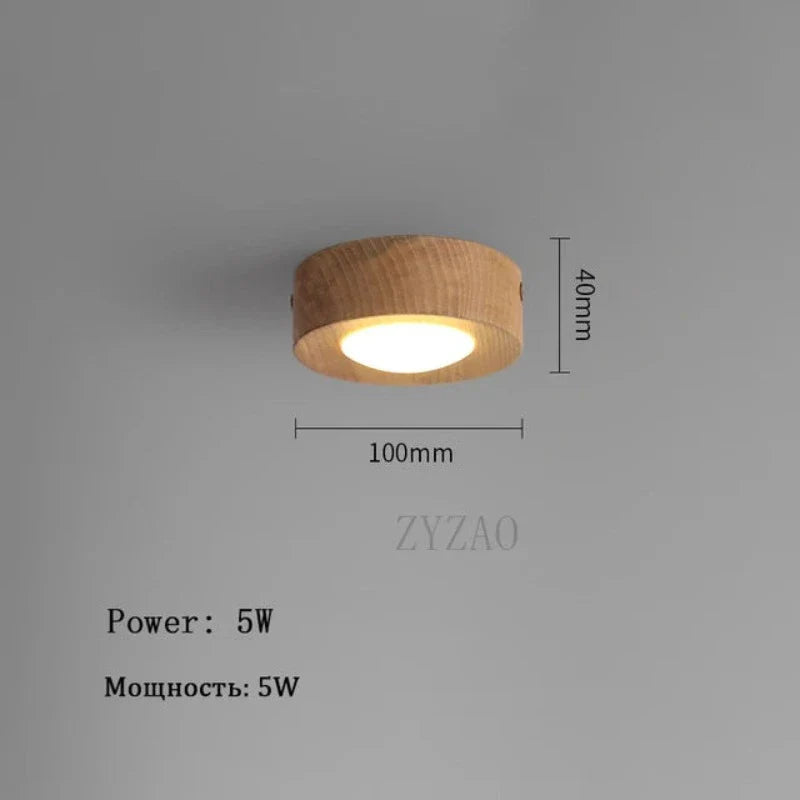 WoodenGlow - walnoot plafondlamp met LED schijnwerper