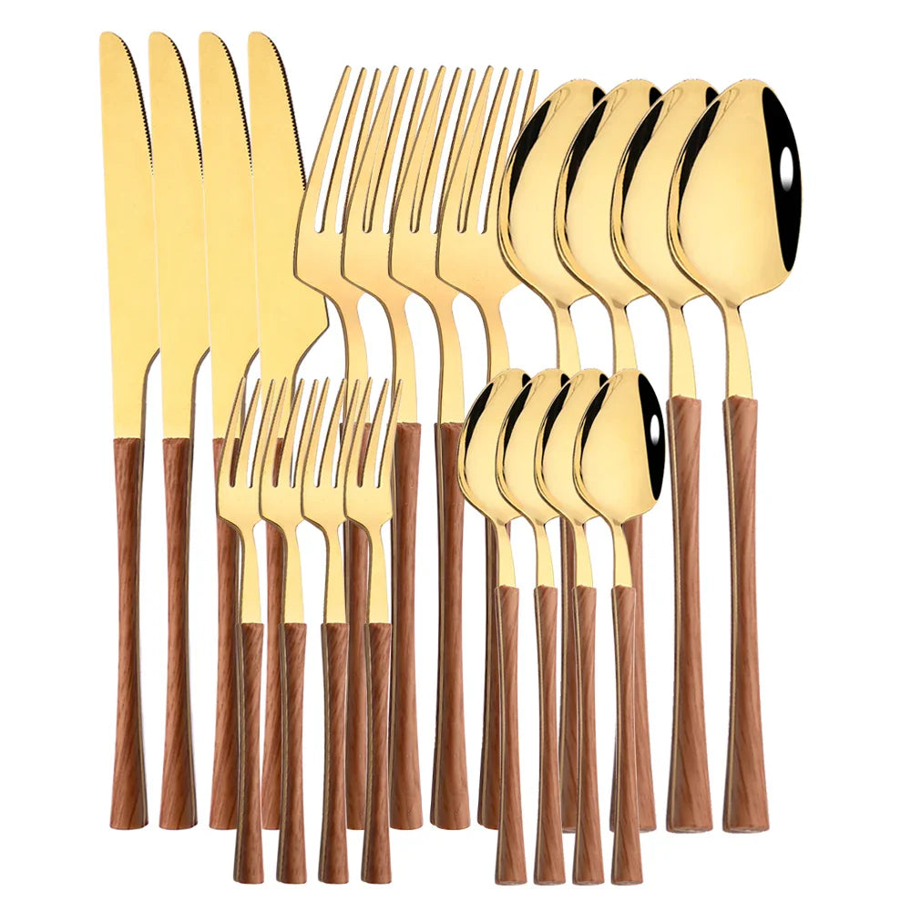 RusticDining | roestvrijstalen bestek met houten handvatten
