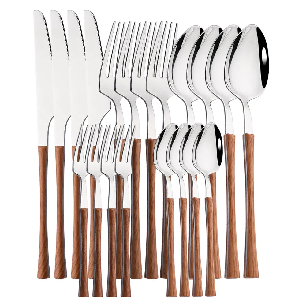 RusticDining | roestvrijstalen bestek met houten handvatten