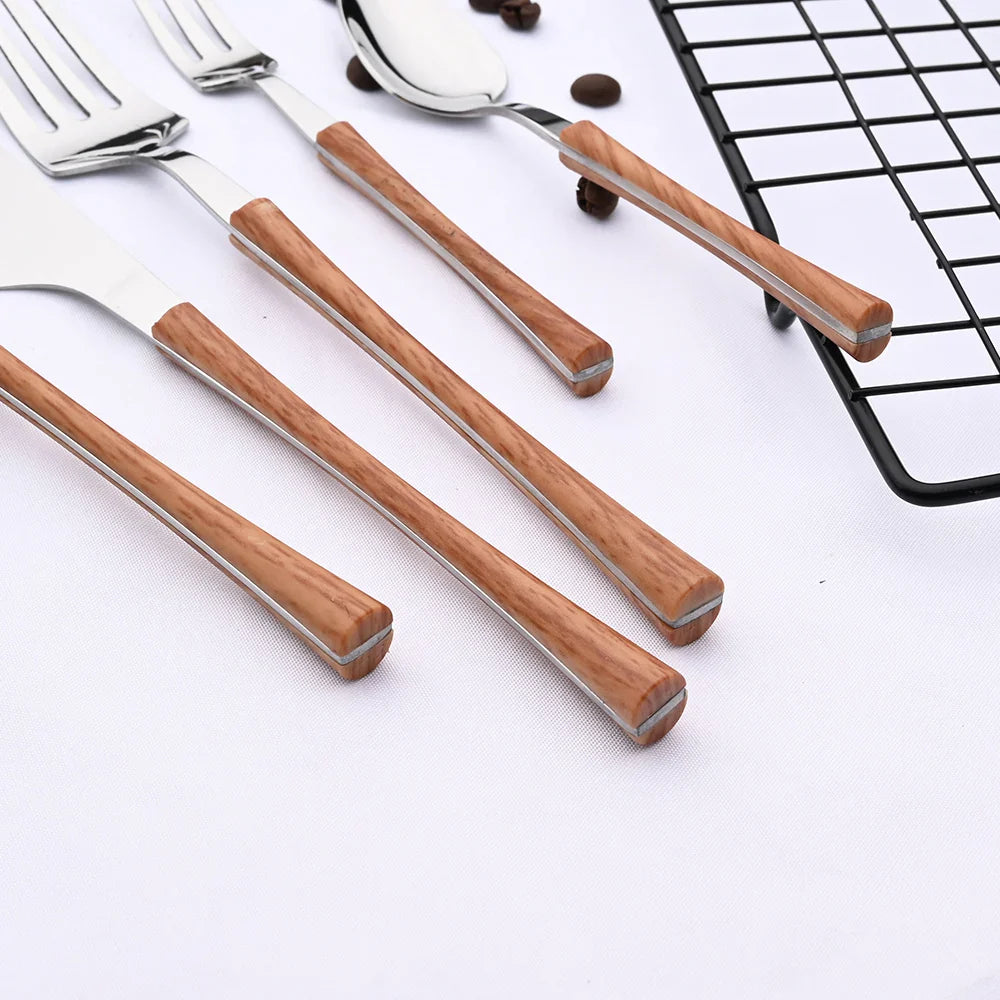 RusticDining | roestvrijstalen bestek met houten handvatten