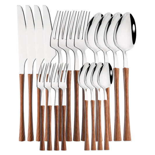 RusticDining | roestvrijstalen bestek met houten handvatten