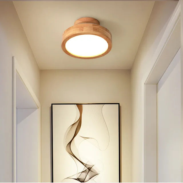 NordicGlo - scandinavische massief houten plafondlamp rond