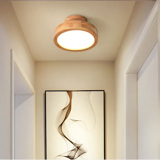 NordicGlo - scandinavische massief houten plafondlamp rond