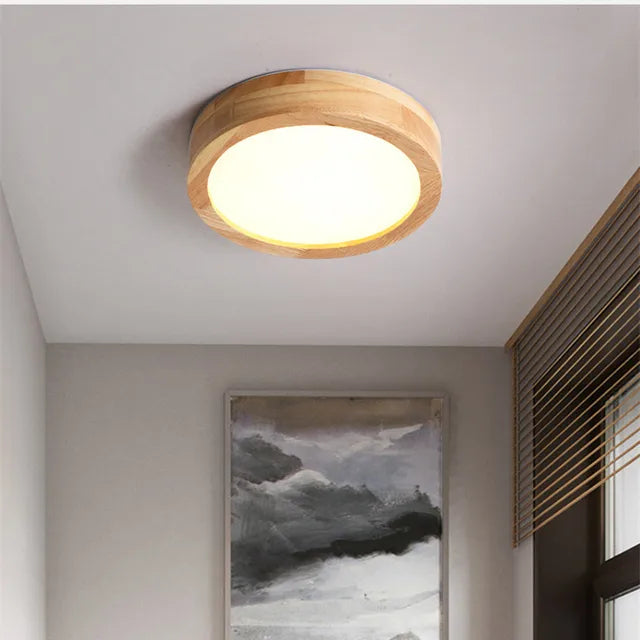 NordicGlo - scandinavische massief houten plafondlamp rond