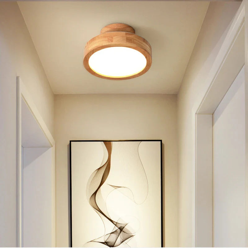 NordicGlo - scandinavische massief houten plafondlamp rond